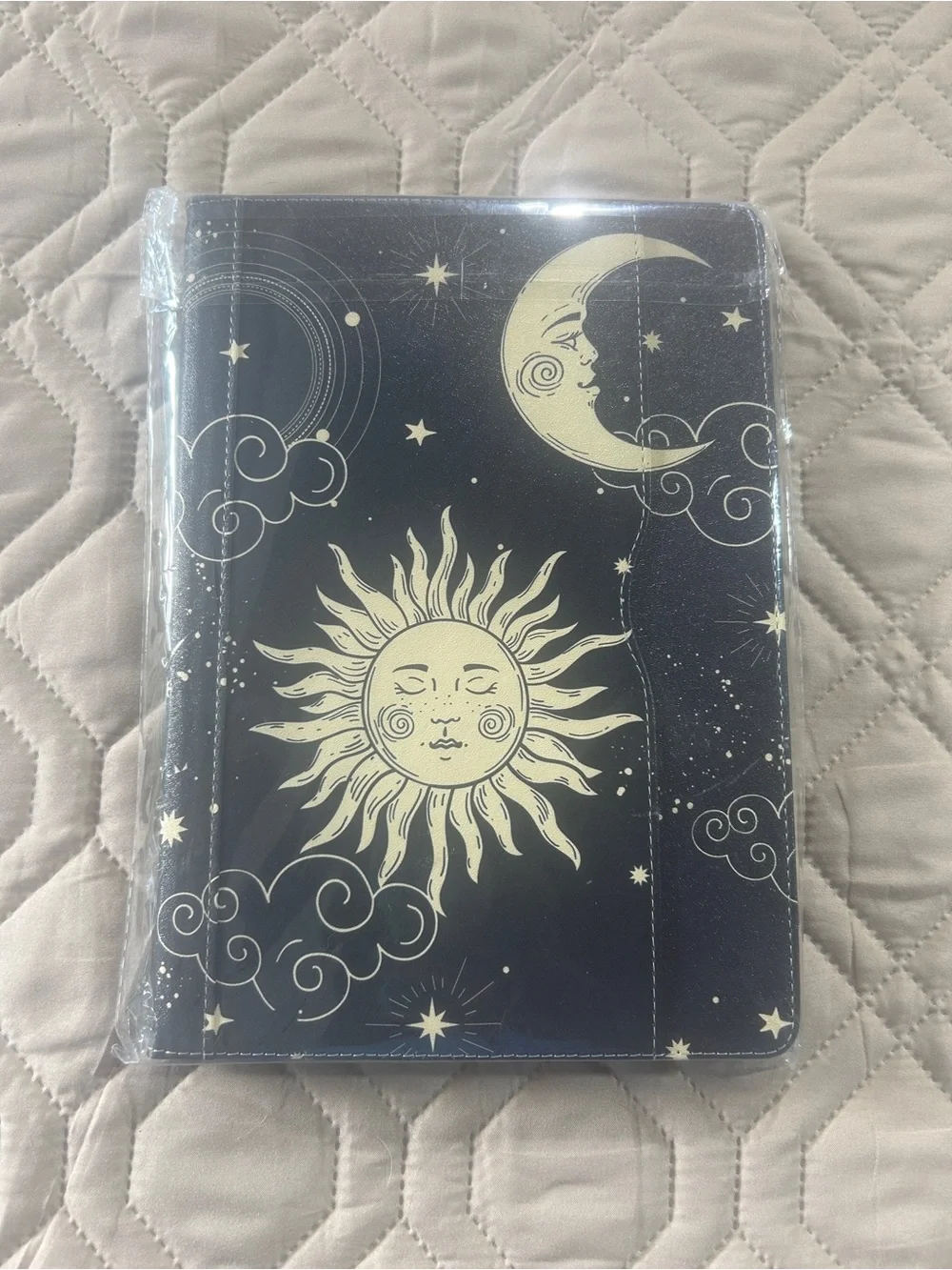 Sun & Moon Celestial Tablet Cover - Black with Cream Design
